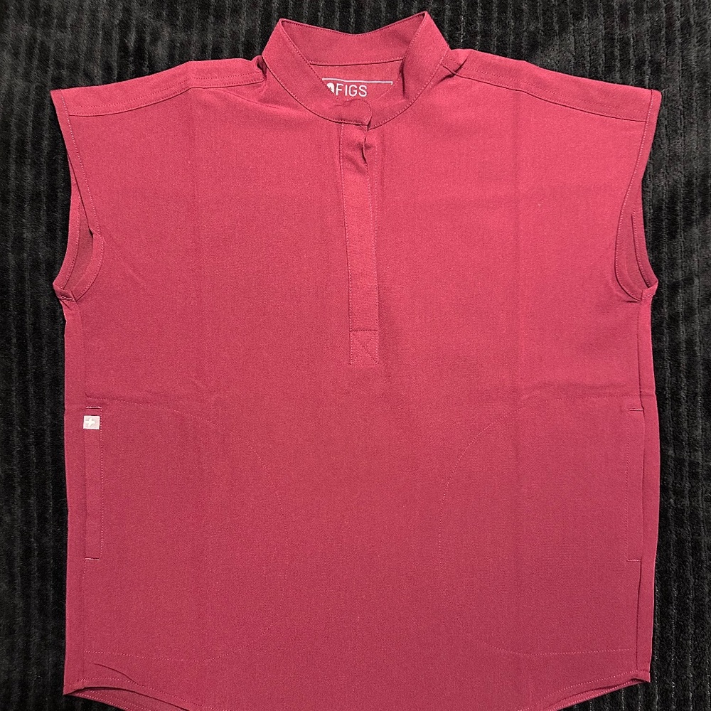 FIGS RAFAELA BURGUNDY SCRUB TOP